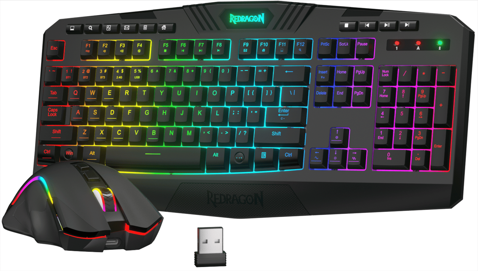 REDRAGON - S101P-KS Wireless Gaming Keyboard and Mouse Combo, RGB Backlit Gaming Keyboard & 4800 DPI Gaming Mouse, Value Combo Set - Black