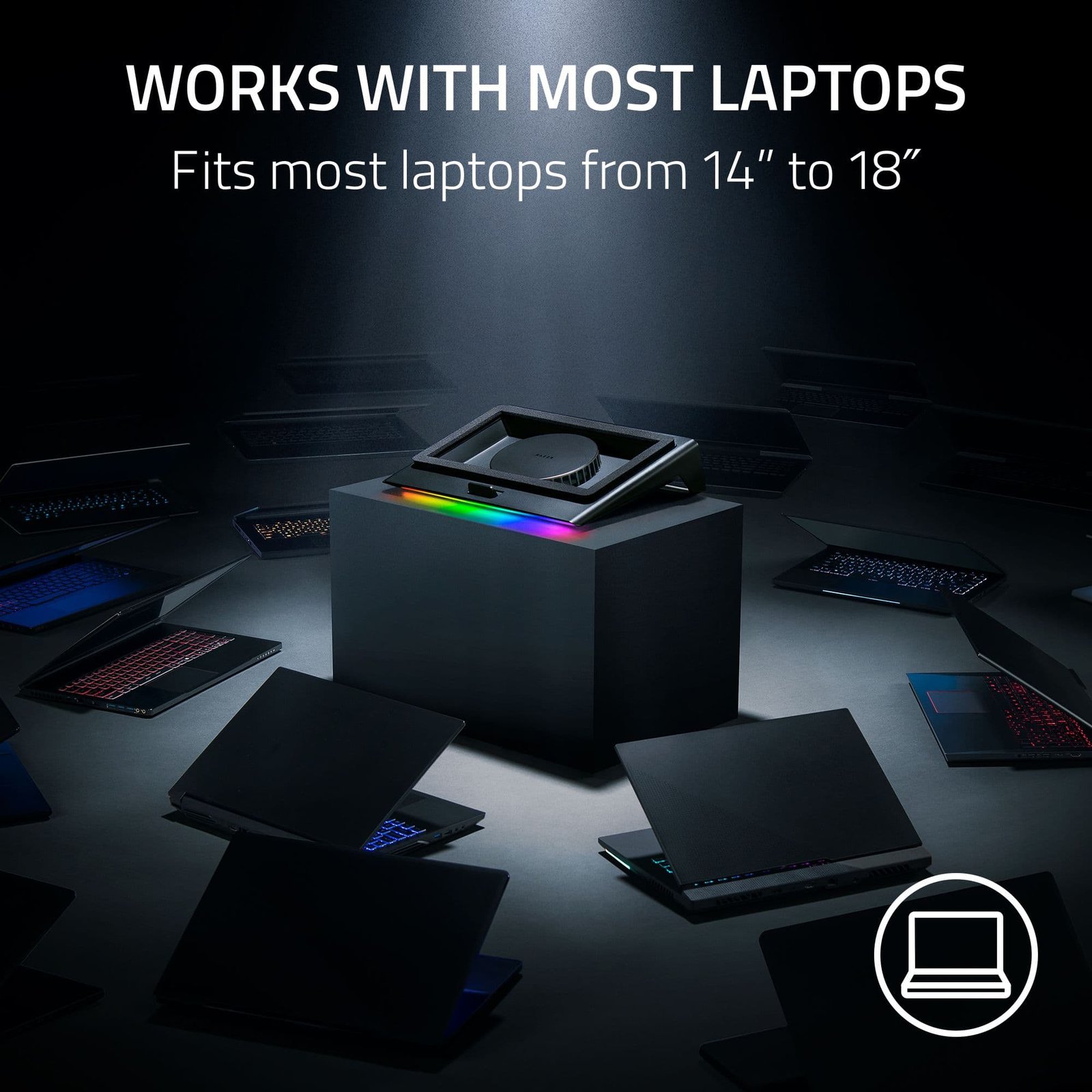 Razer - Laptop Cooling Pad with Intelligent Fan Control and Chroma RGB for Laptops 14" to 18" - Black - Image 3