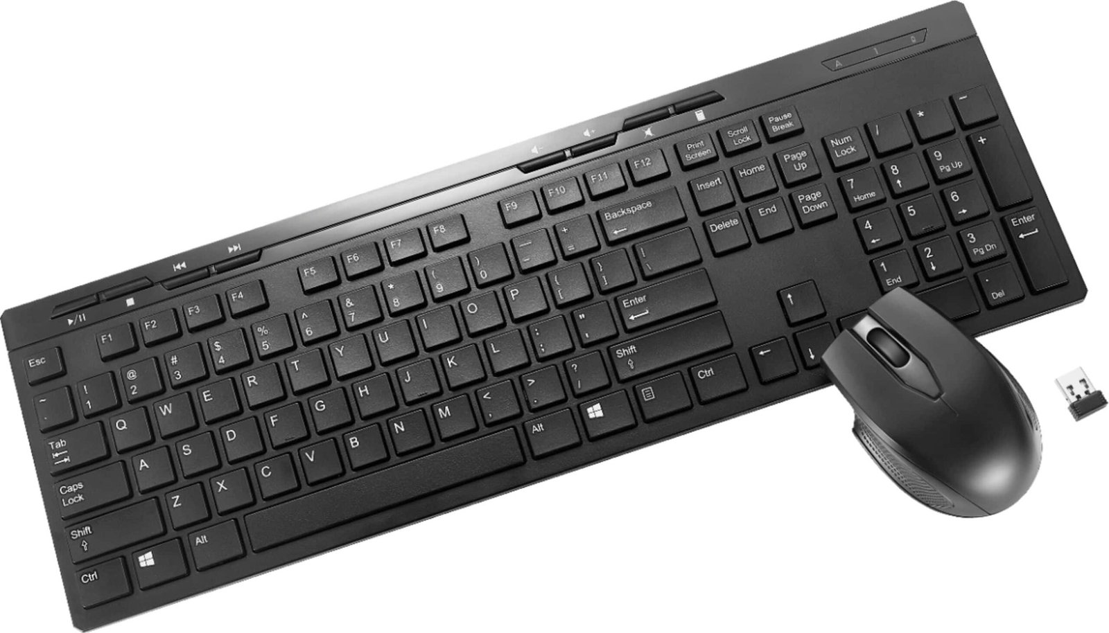 Best Buy essentials™ - Full-size Wireless Membrane Keyboard and Mouse Bundle with USB Reciever - Black - Image 2