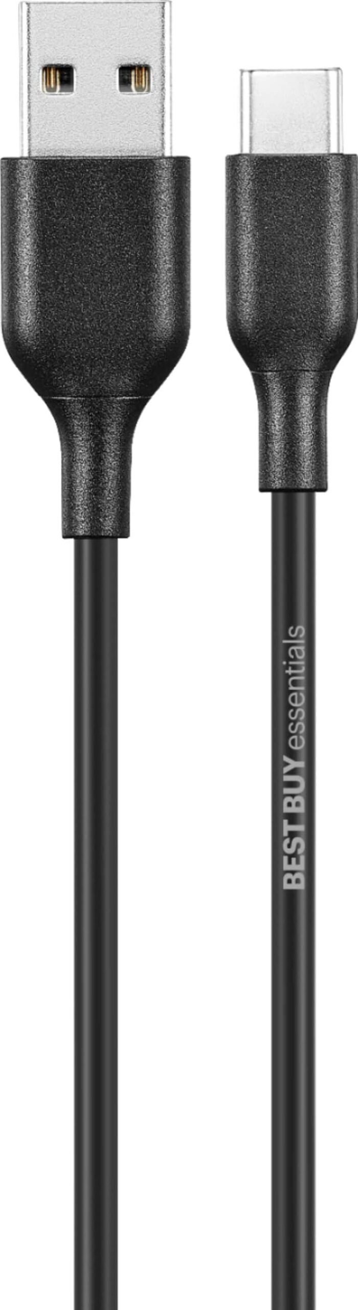 Best Buy essentials™ - 3' USB-A to USB-C Charge-and-Sync Cable - Black - Image 2