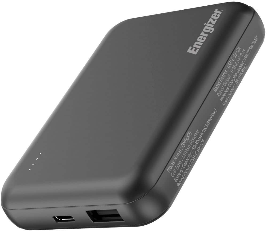 Energizer - Ultimate Lithium 5,000mAh 18W MagSafe Magnetic Wireless Power Bank/ Portable Battery Charger with 3 Ports & LED Display - Black - Image 3