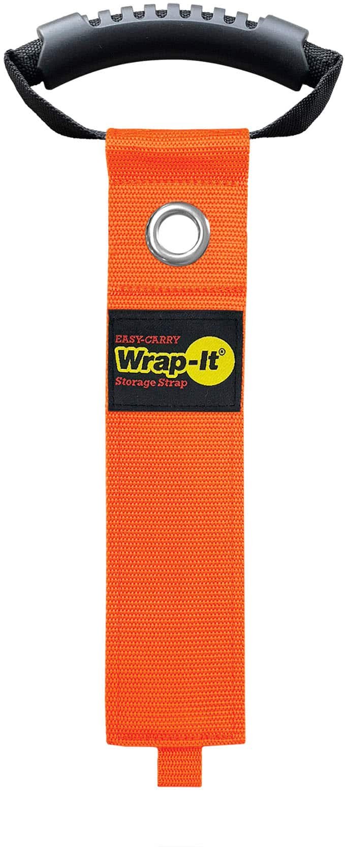 Wrap-It Storage - Easy-Carry Strap - 22-inch - Hook and Loop Carrying Strap with Handle and Grommet - Blaze Orange - Image 2