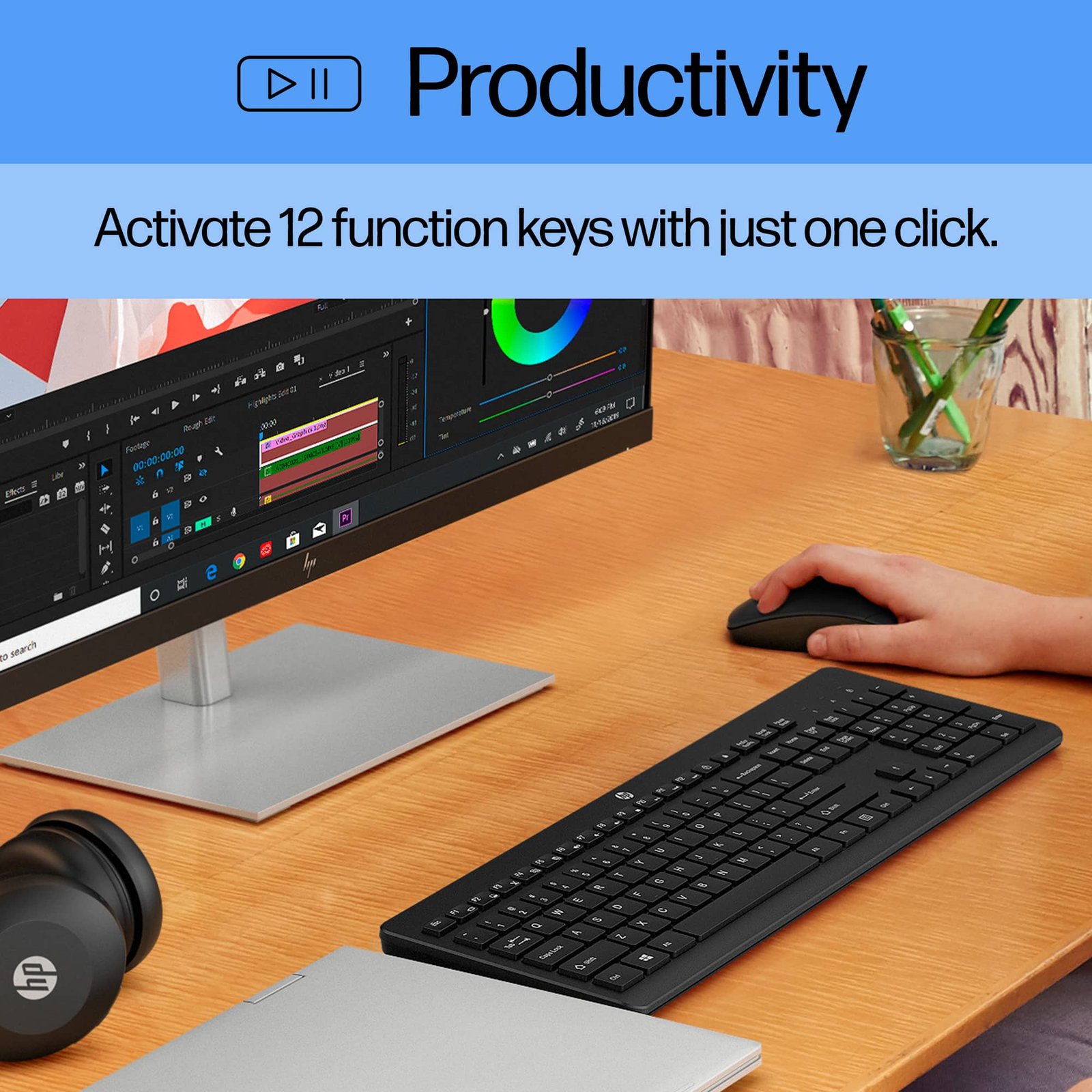 HP - 230 Full-size Wireless Keyboard - Black - Image 3